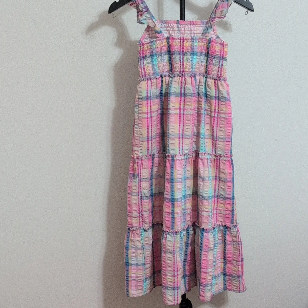 btween Pink and Blue Plaid Kids Dress